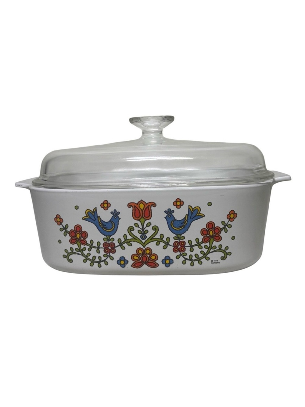 Corning Ware Casserole Dish Country Festival Friendship Birds Pyrex Lid 4 Quart